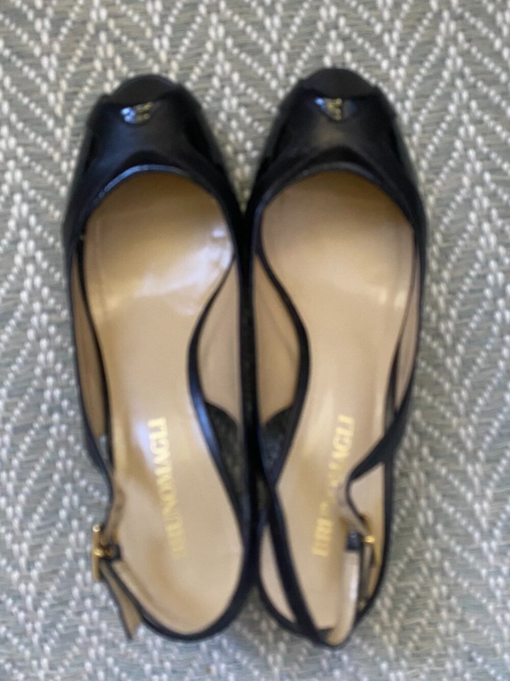 Bruno Magli Black Low Heel Slingback Pumps  7 B
